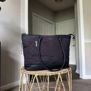 Hedgren Stella Laptop Tote Bag Diamond Quilted Carry On Purse In Black